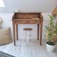 Solid wood tiered desk in a country style