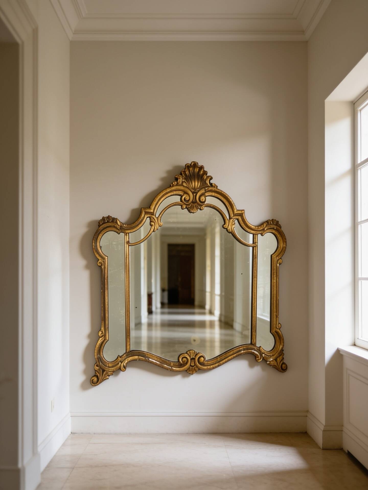 Un miroir mural vénitien spectaculaire, du milieu du 19e siècle.