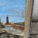 Old marine painting oil on canvas signed Y. Delaporte port entrance