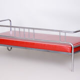 Fully restored red bauhaus sofa, high-quality leather, tubular chrome, 1930s