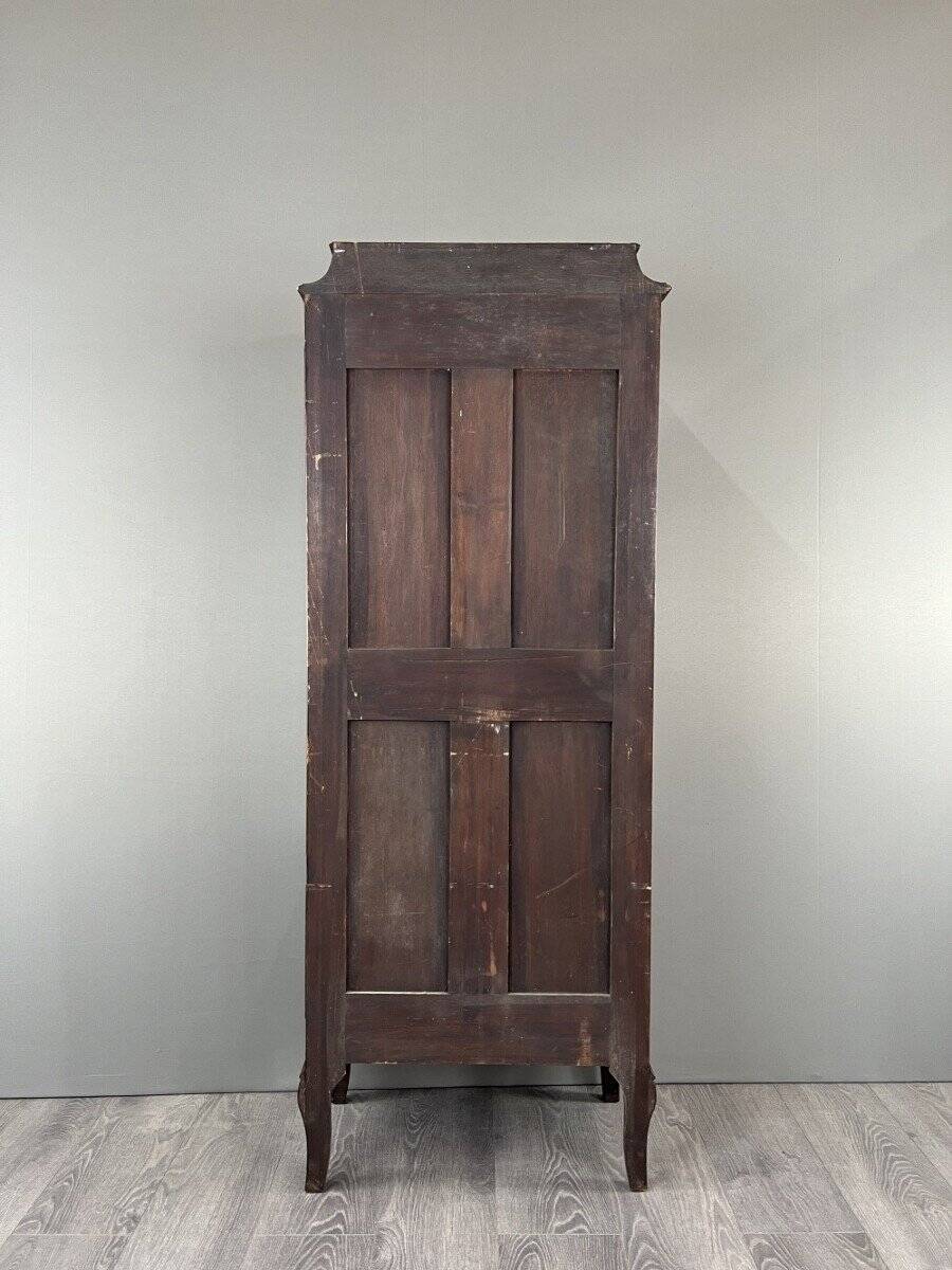Vitrine ancienne en marqueterie et bronze, XIXème siècle