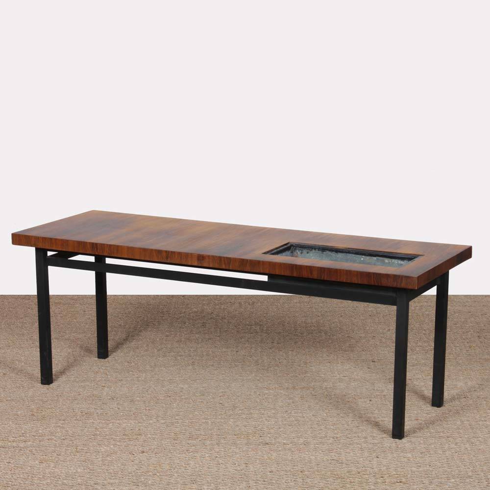 Vintage coffee table in rosewood with a planter, 1960.