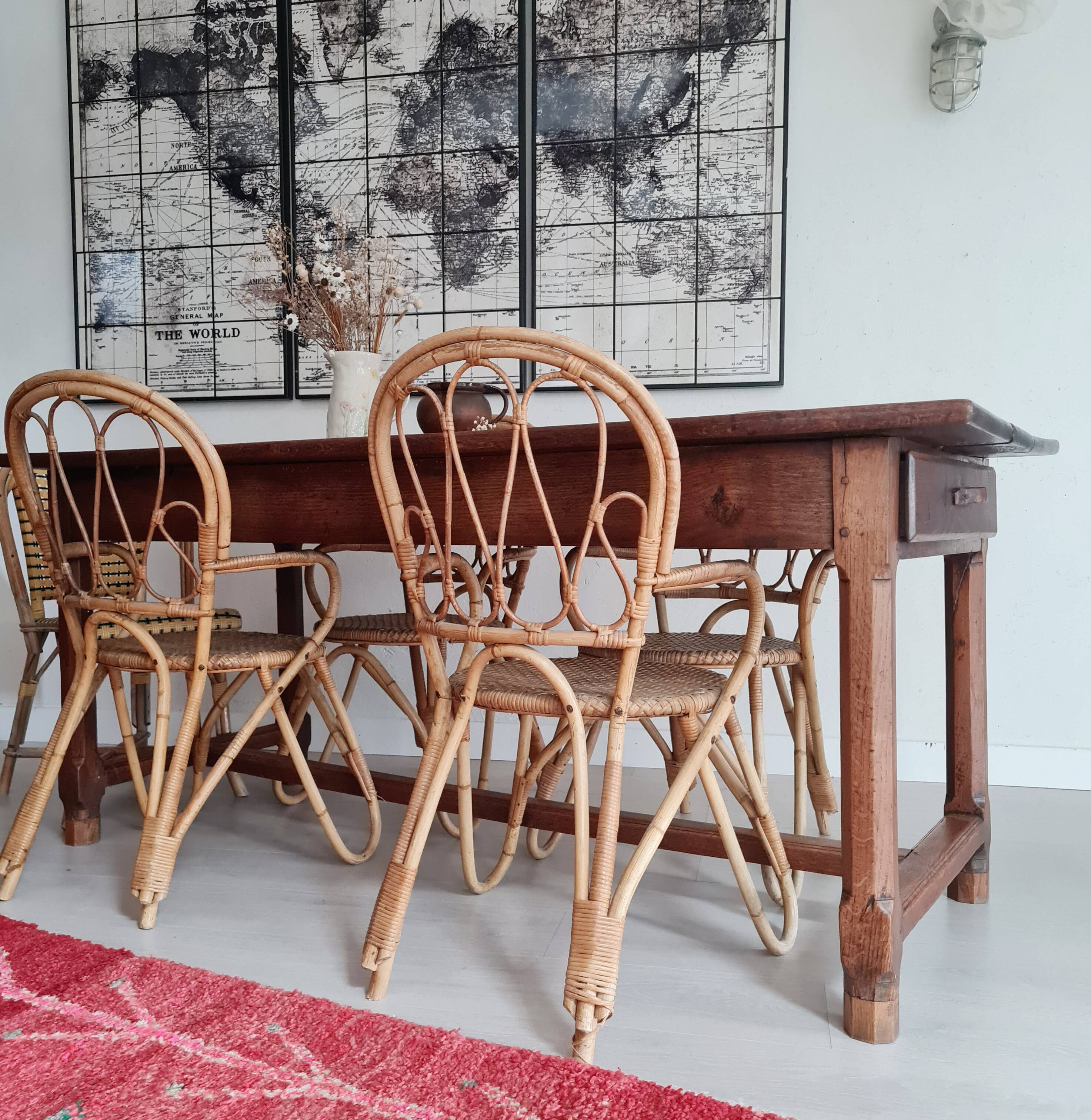 Antique farm table with 2 drawers