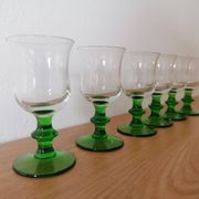 6 verres de liqueur à pied vert
