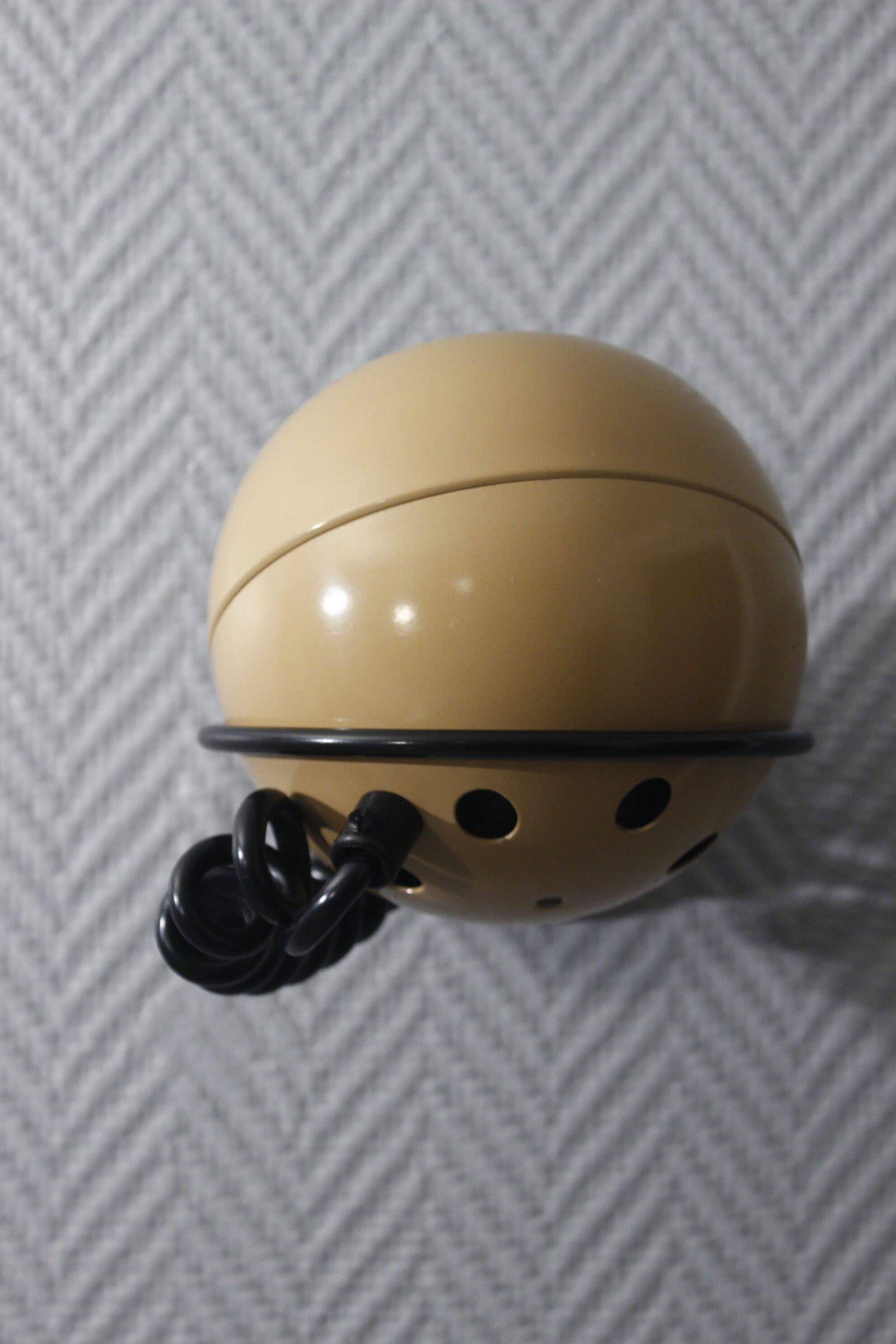 Vintage wall lamp design Eyeball metal beige & black 1970s