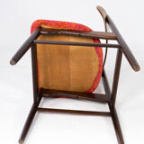 Set of four dining room chairs in rosewood and upholstered with red fabric, of danish design, 1960s