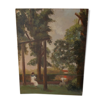 Oil on canvas from 1913 "young lady on a swing"