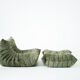 Togo Armchair and Pouf in Khaki wide Corduroy