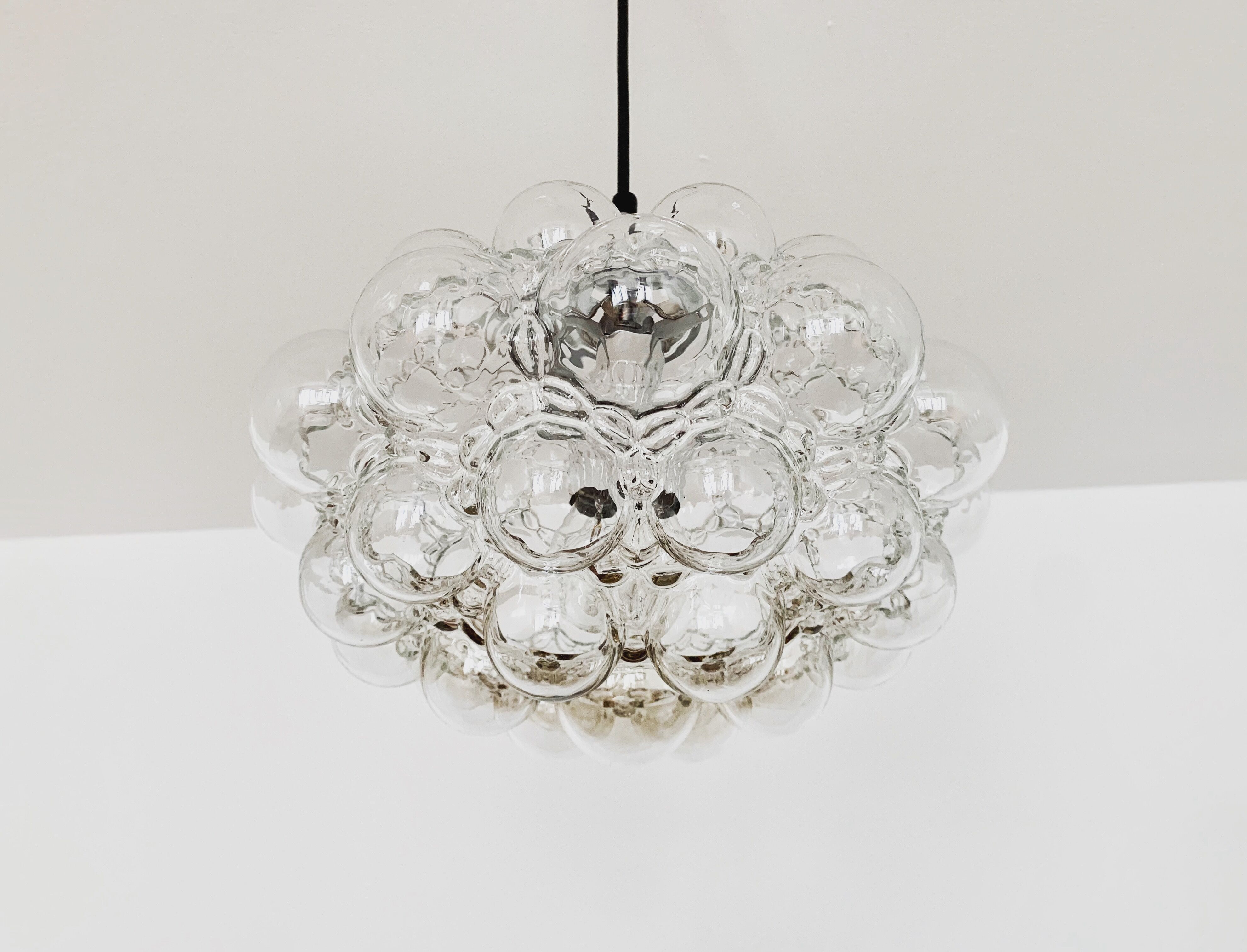 Large Mid Century Modern bubble pendant lamp by Helena Tynell for Glashütte Limburg