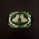 Art Deco style ashtray in uraline glass engraved with Scottish Terrier dogs