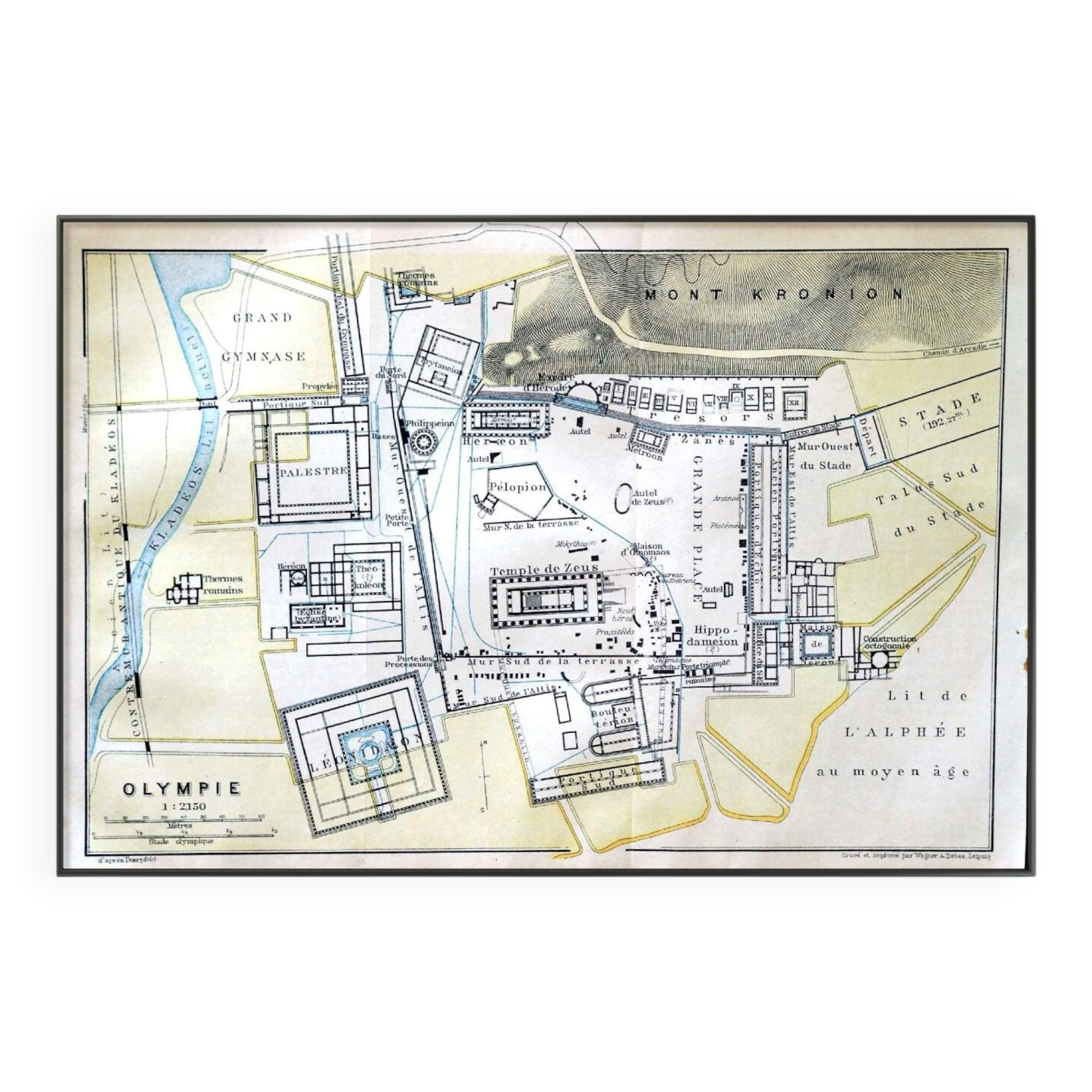 Sanctuary of Olympia, Greece, original plan printed in 1910.