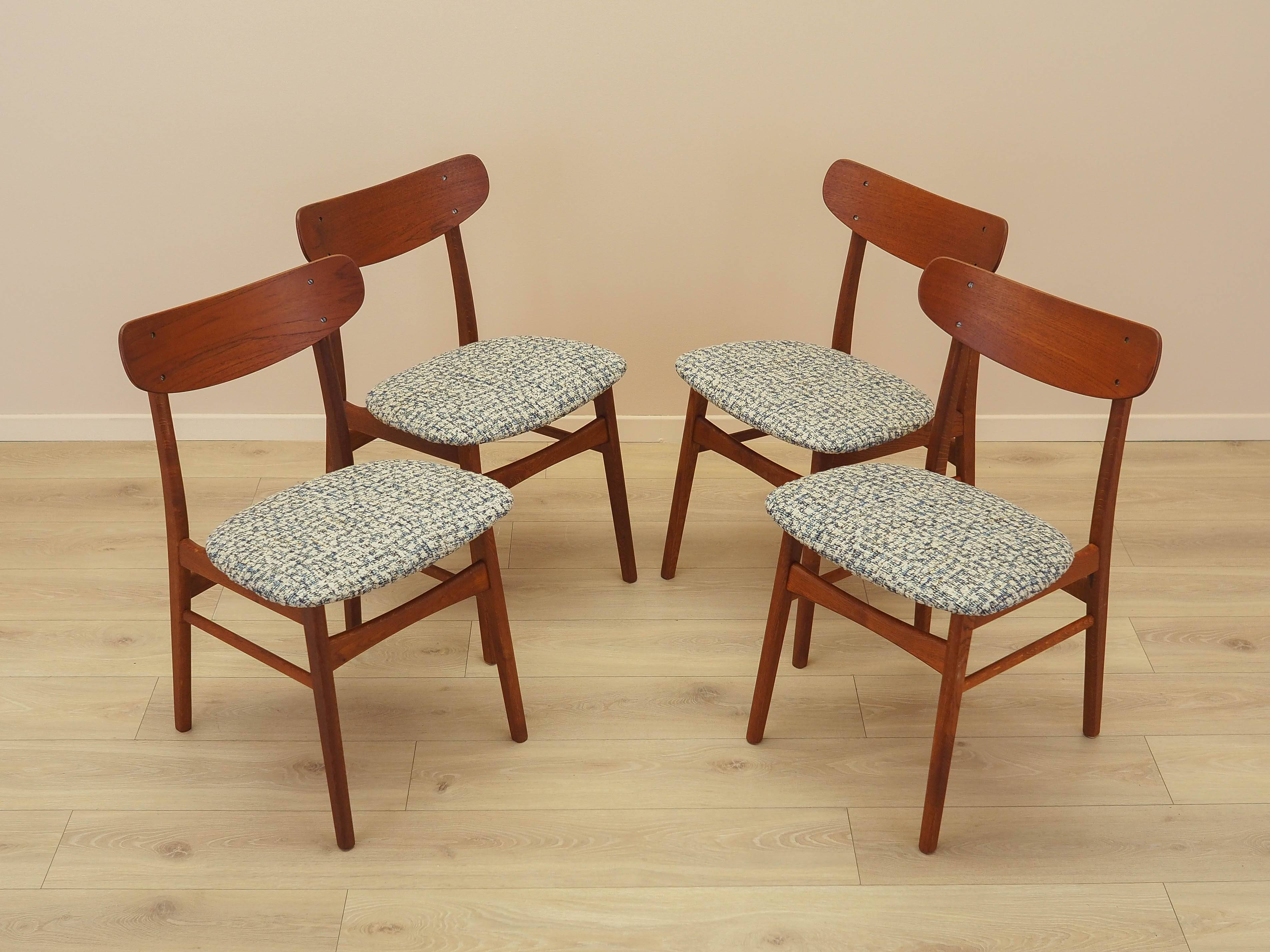 Set of four teak chairs, Danish design, 1970s, made in Denmark