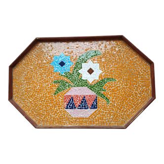 Handmade wooden and mosaic tray