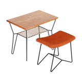 Small mid-century table and stool made in 1950s czechia