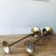 Pair of brushed brass candelabra