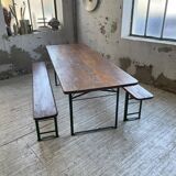 Guinguette table and its 2 benches