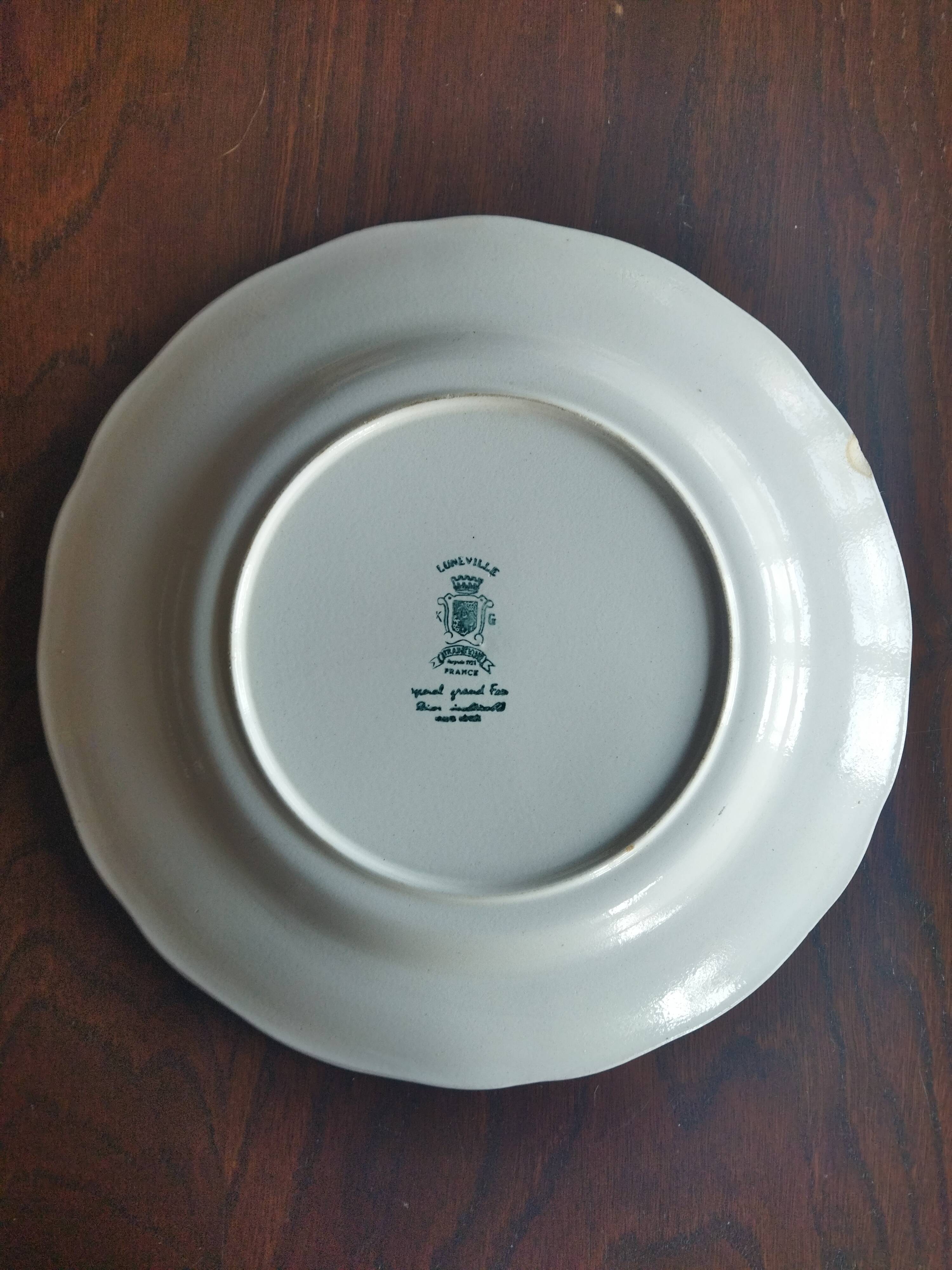 8 blue & white English dinner plates (Myott Meakin WH Grindley KG Luneville)