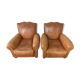 Lot of 2 leather club armchairs