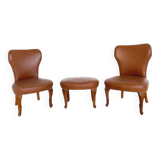 Set of the side chairs and stool for leg, 1950s.