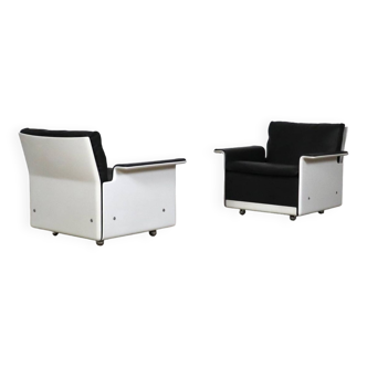 Pair Of Dieter Rams Model 620 Armchairs In Black Leather For Vitsoe, 1980s