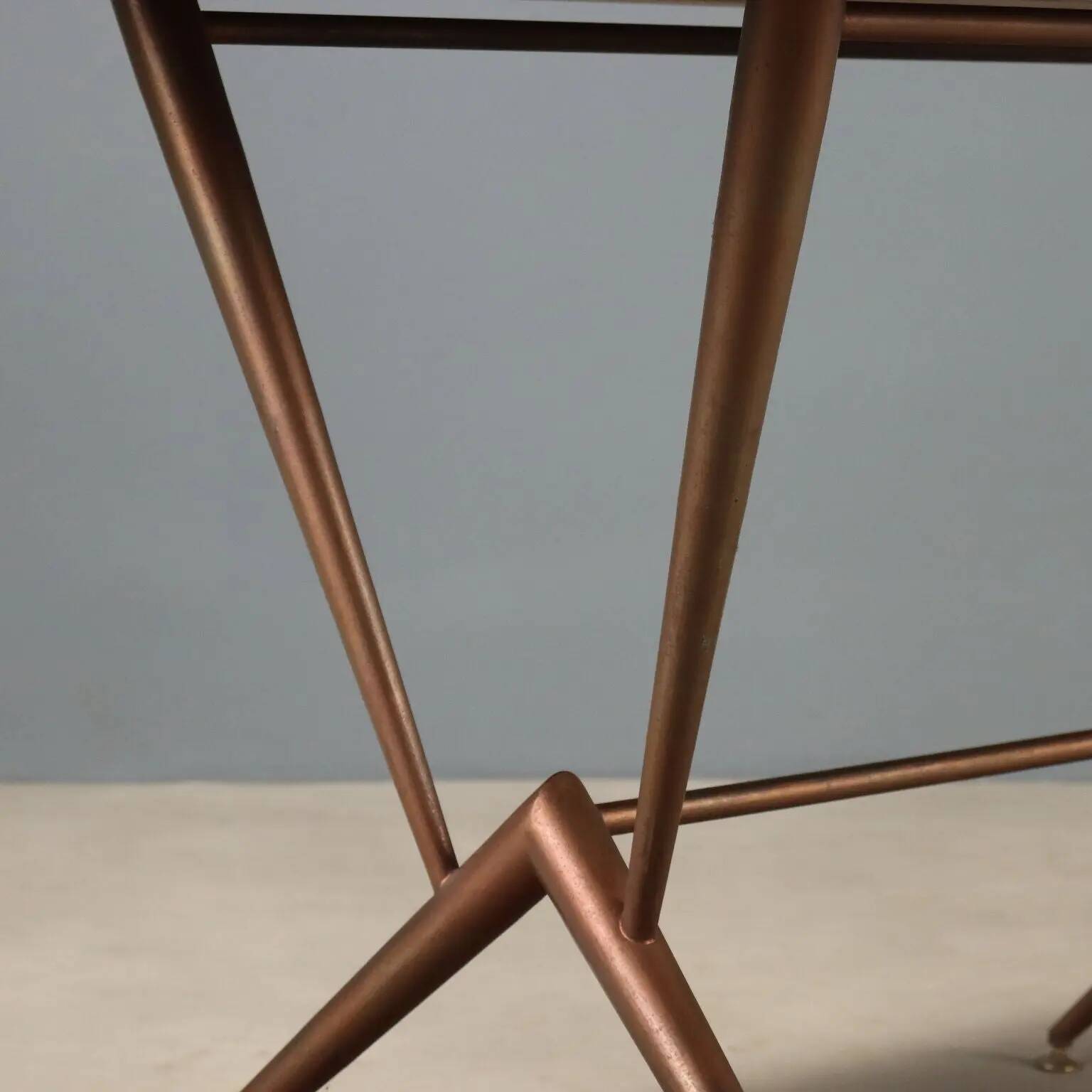 Vintage enamelled metal table, Italian design from the 1960s.