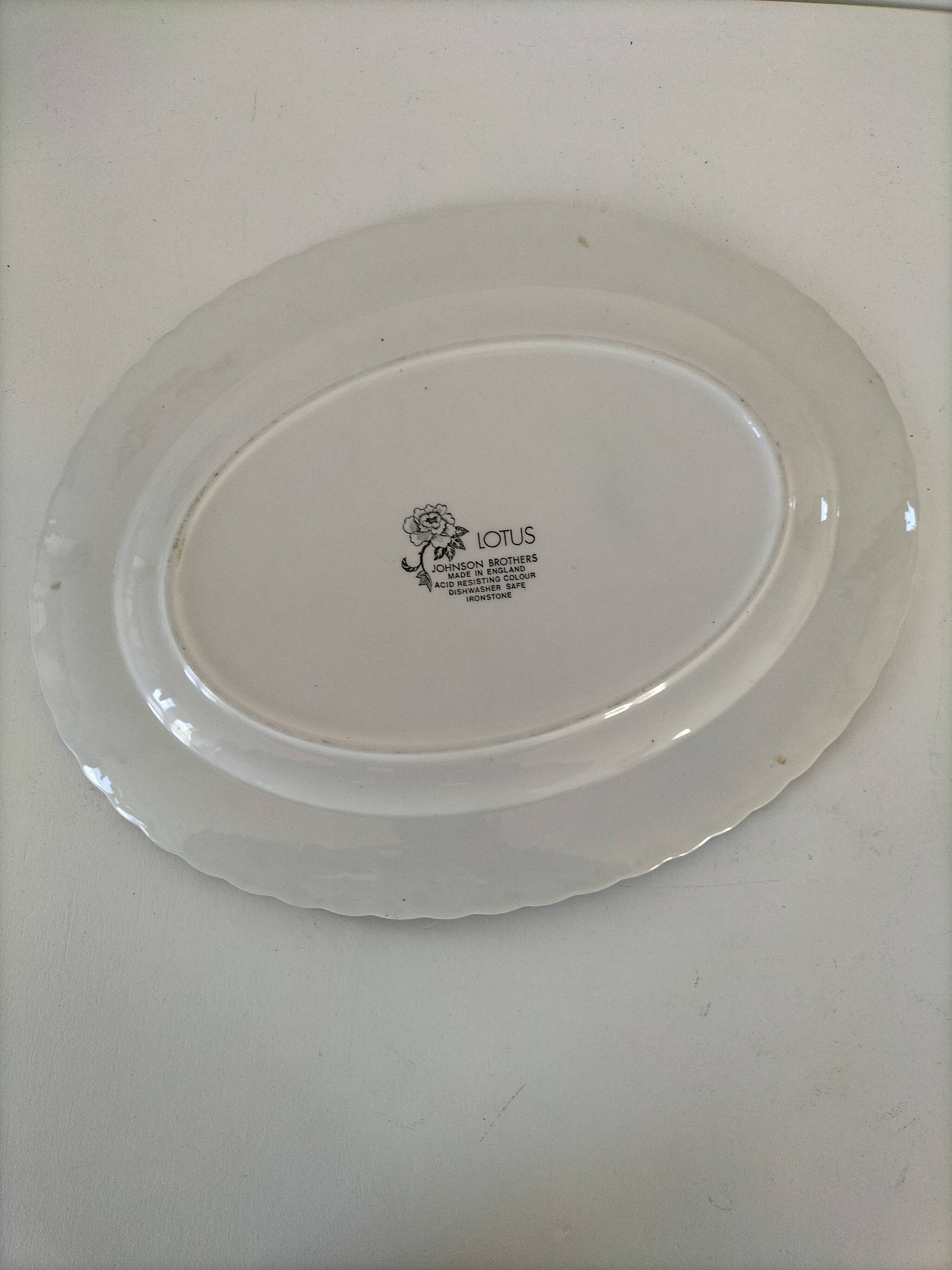 Antique oval plate Johnson Brothers "Lotus" blue, England