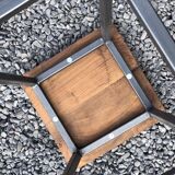 Workshop stool in oak and metal