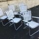 Six folding armchairs, aluminum frame wooden slats