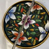 Ceramic and enamel dish with floral decoration by Hubert Béquet