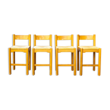 Four wooden and straw stools 70
