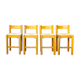 Four wooden and straw stools 70