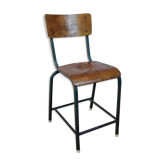 Chaise d'atelier vintage en hêtre et acier tubulaire vert anglais