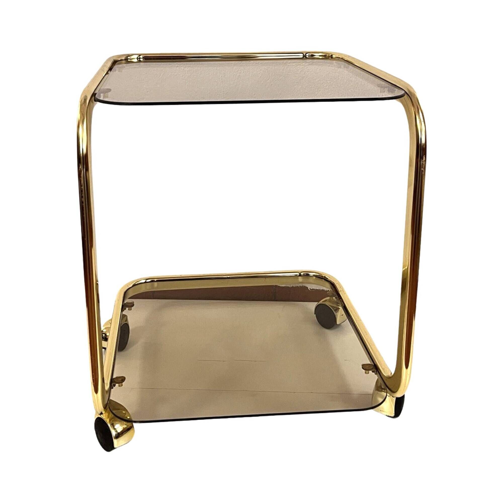 Glass mobile table | bar, Hollywood Regency style, Huwa-Spiegel, Germany 1970s