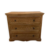 Chest of 3 drawers in solid wood, inspired by ethnic or bohemian chic style.