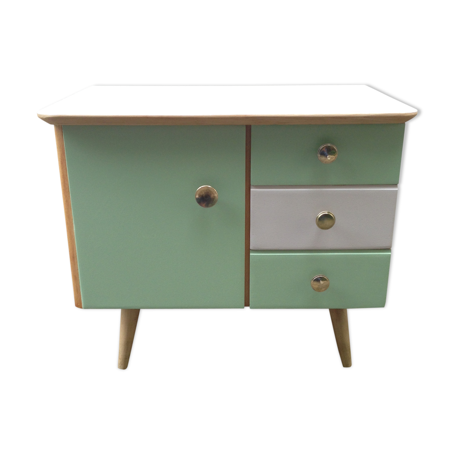 Almond/pink bedside