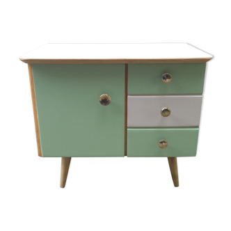 Almond/pink bedside