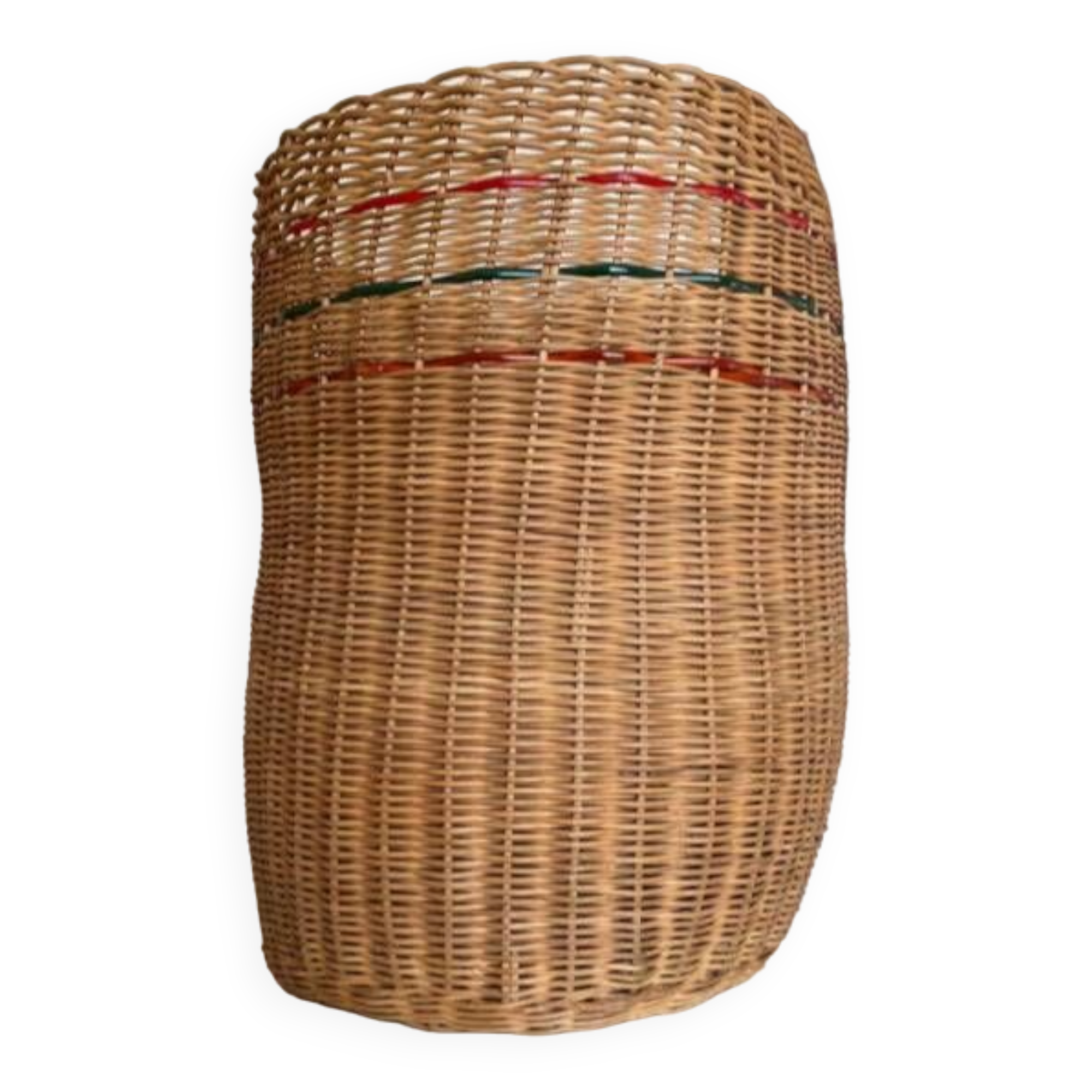 High basket with woven straws