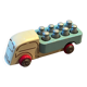 Small wooden milk truck with its cans, antique toy