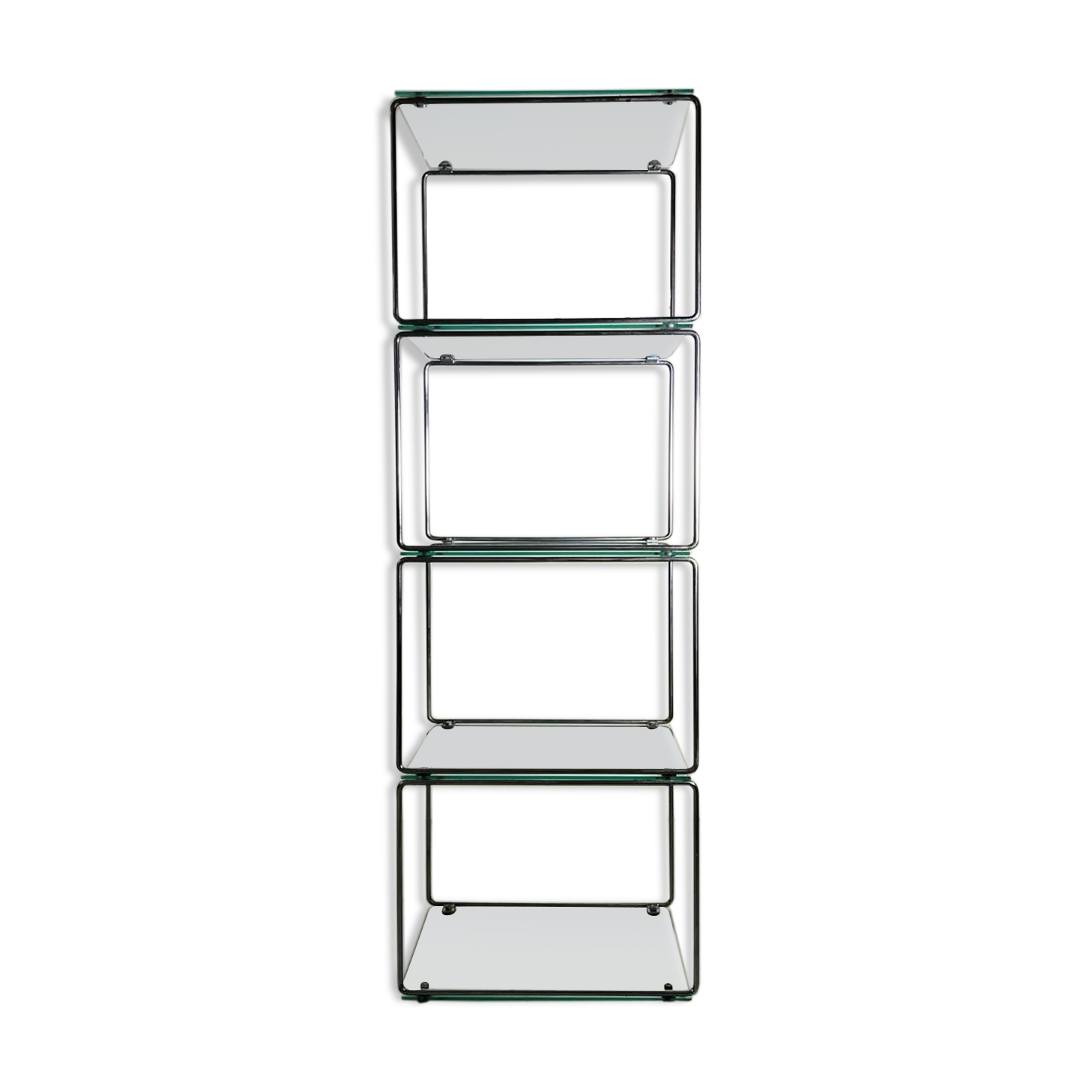 Library in tibular steel and glass, design 1970