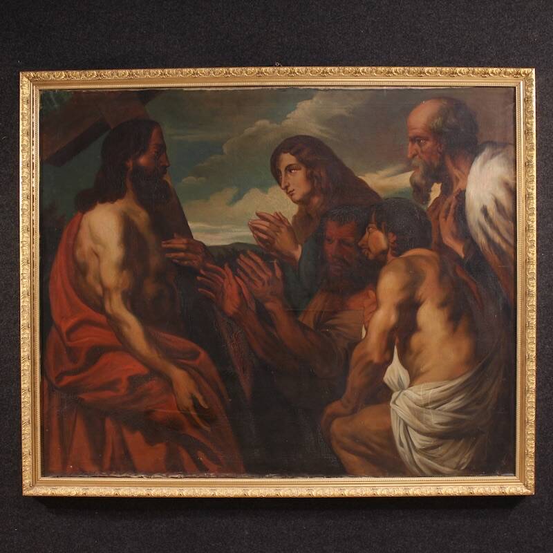 Great 19th-century Flemish painting, Christ Forgiving Penitent Sinners