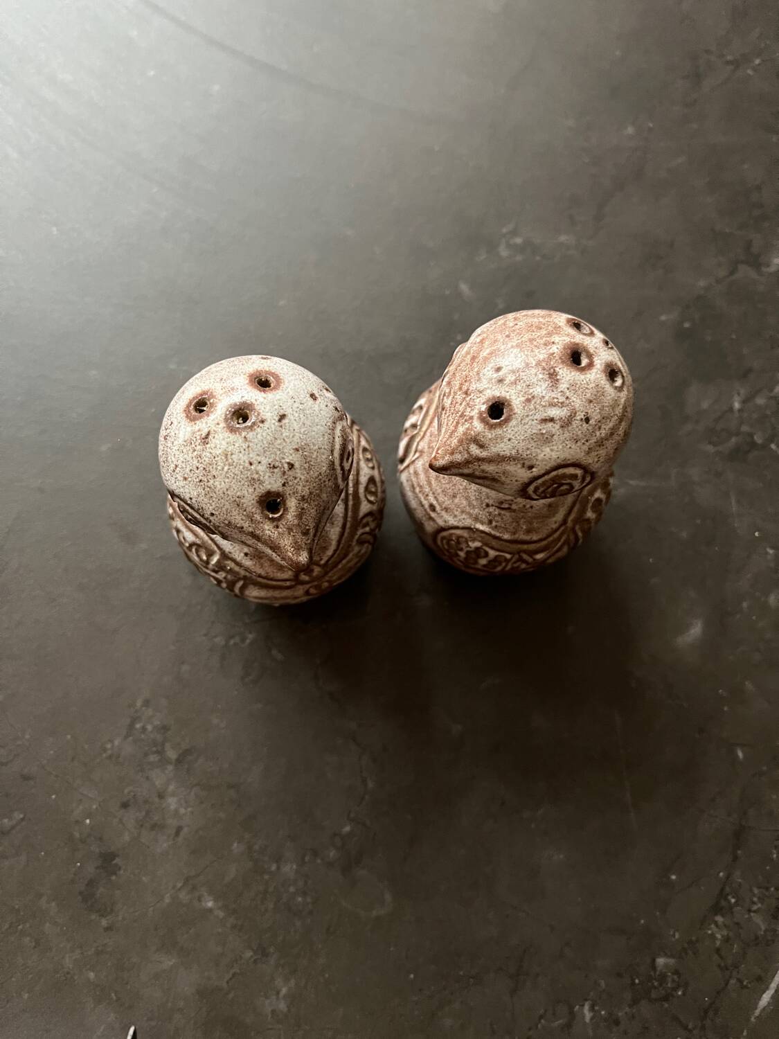 Norbert Pierlot ceramic owl salt and pepper set