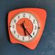 Vintage formica clock asymmetrical silent wall clock "Jaz orange"