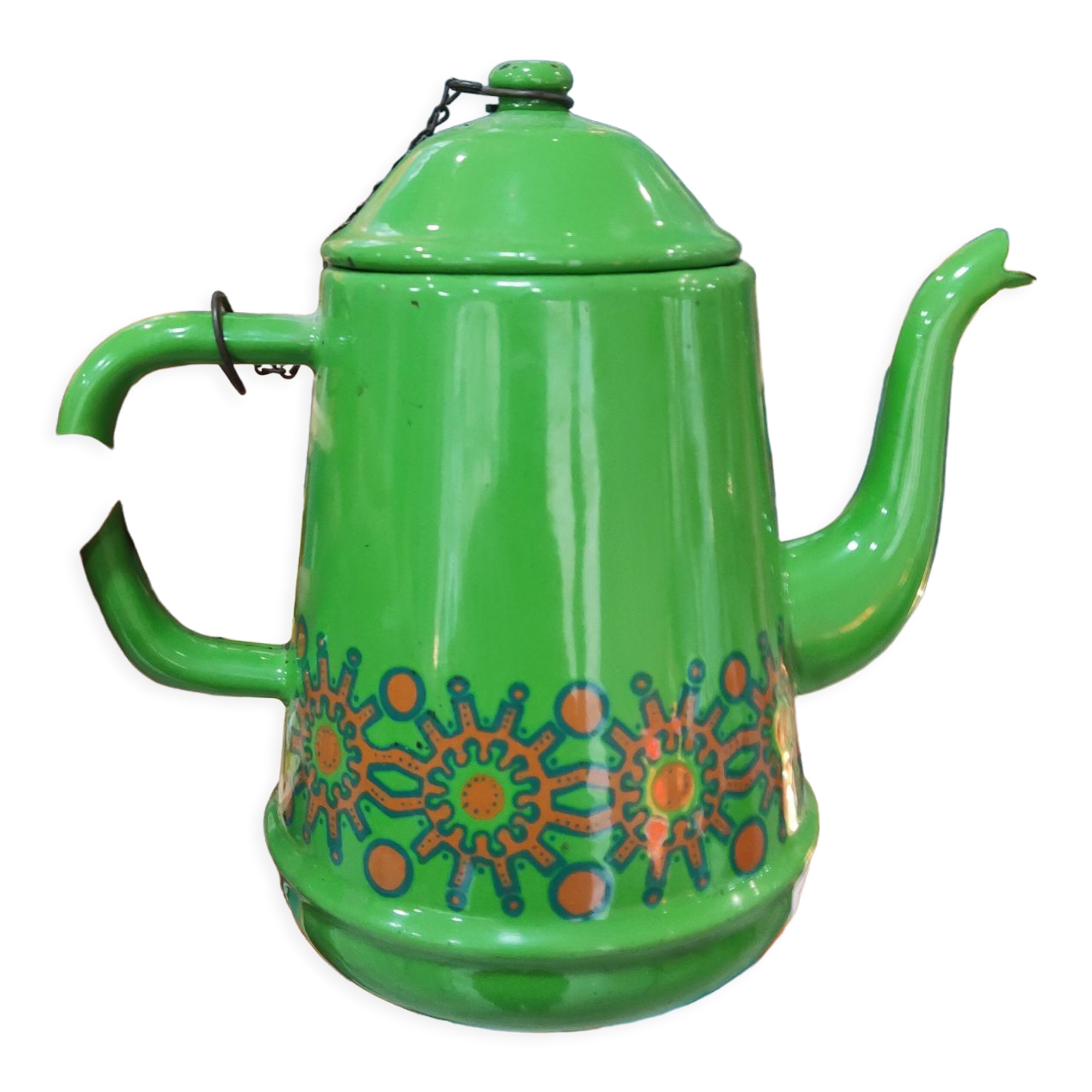 Green enamelled coffee maker