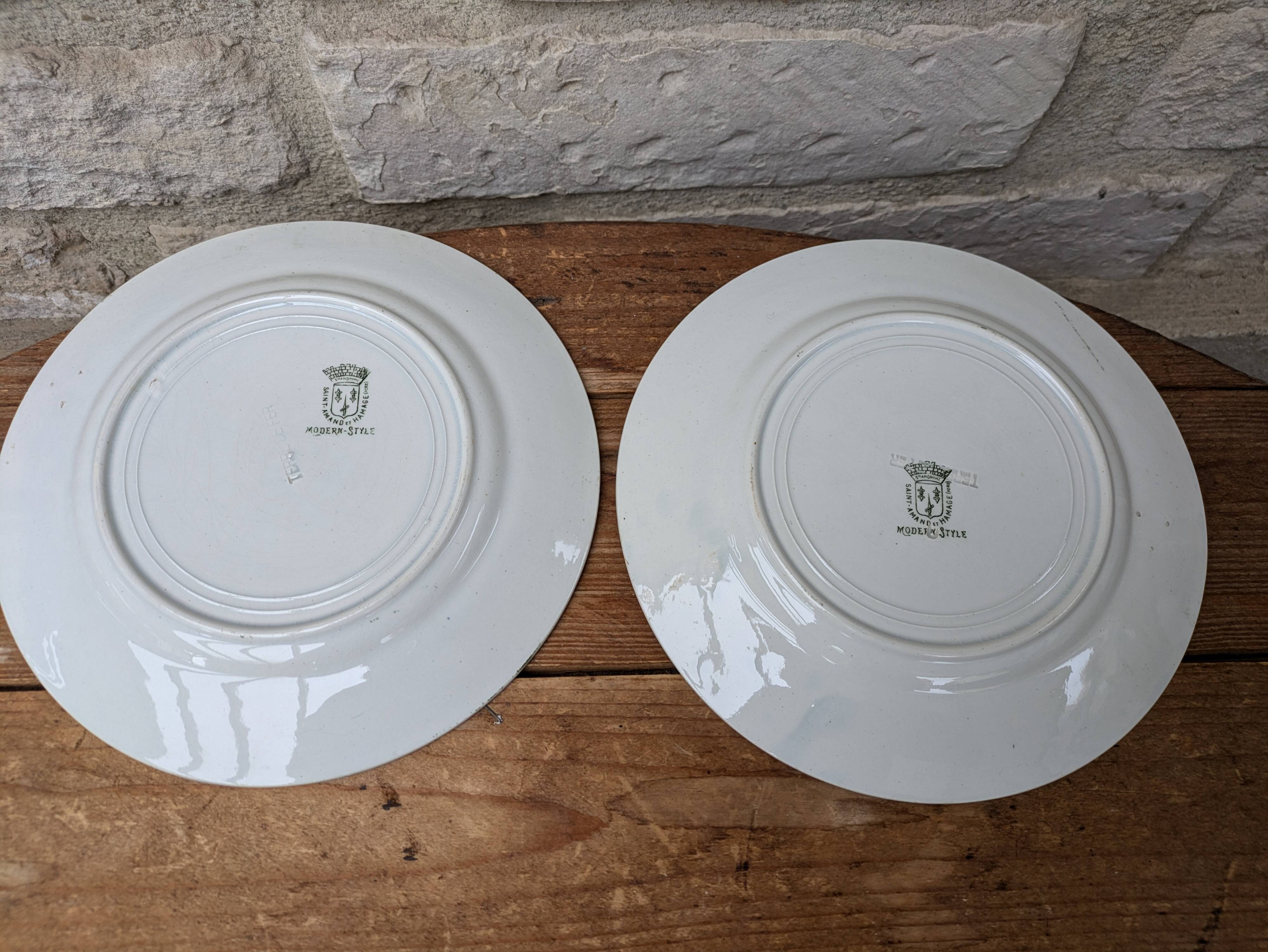 Set of 2 small ironstone plates Saint Amand and Hamage Modern Style model