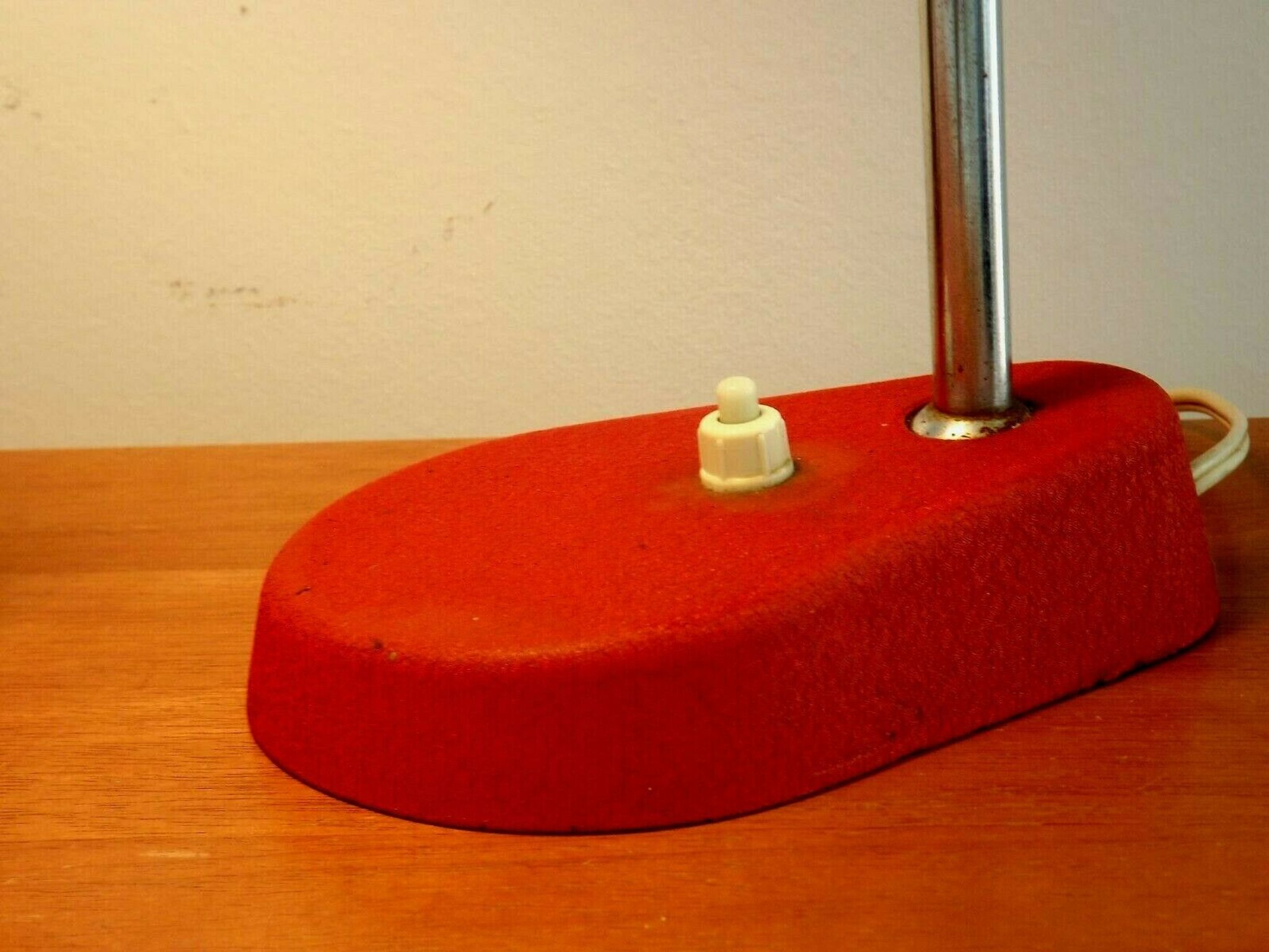 Lampe de Table Col de Cygne en Métal Rouge & Argent