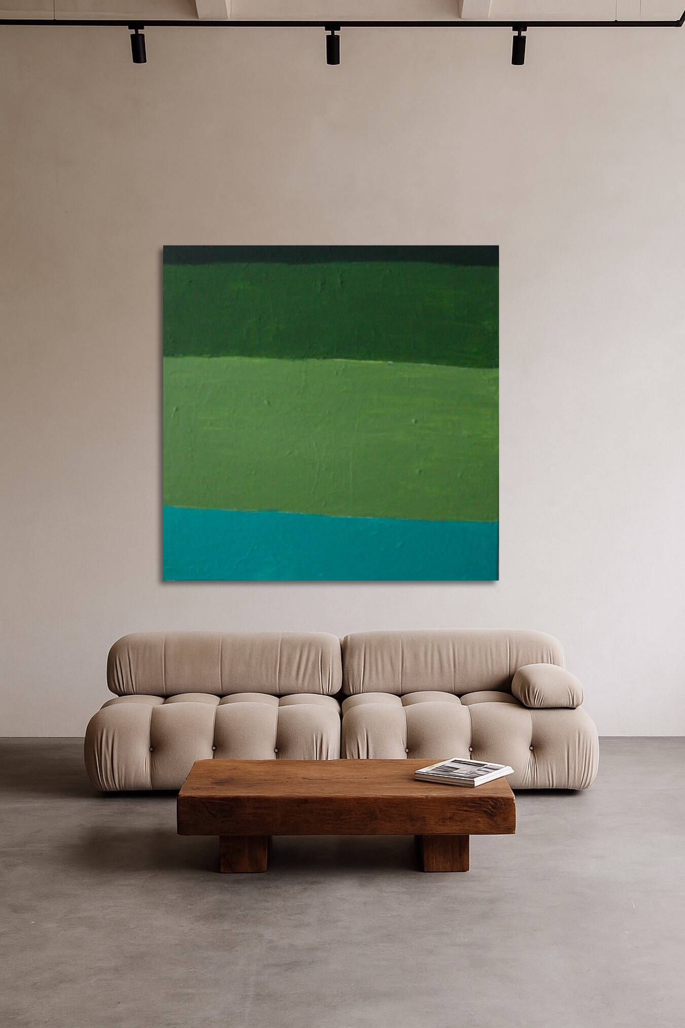 Abstract on canvas 100x100x4cm "Green Softness"