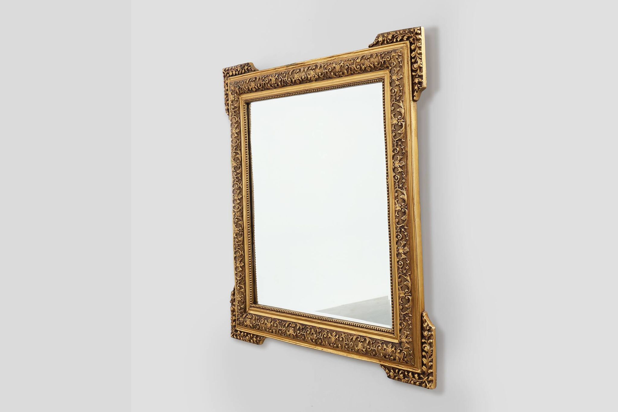 Large square giltwood mirror in Baroque style, 20th century