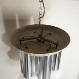 Chandelier with 7 lights in frosted glass, Italy, 1970s