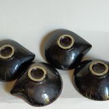 Four bowls free-form cups with French metal enamel