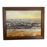 Signed marine painting on hardboard
